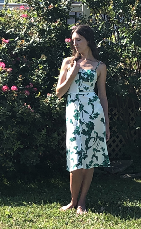 model posing outdoors in a dress